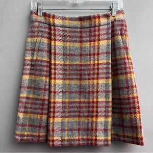 Charles Nolan Plaid Pleated Faux Wrap Skirt, Size 6